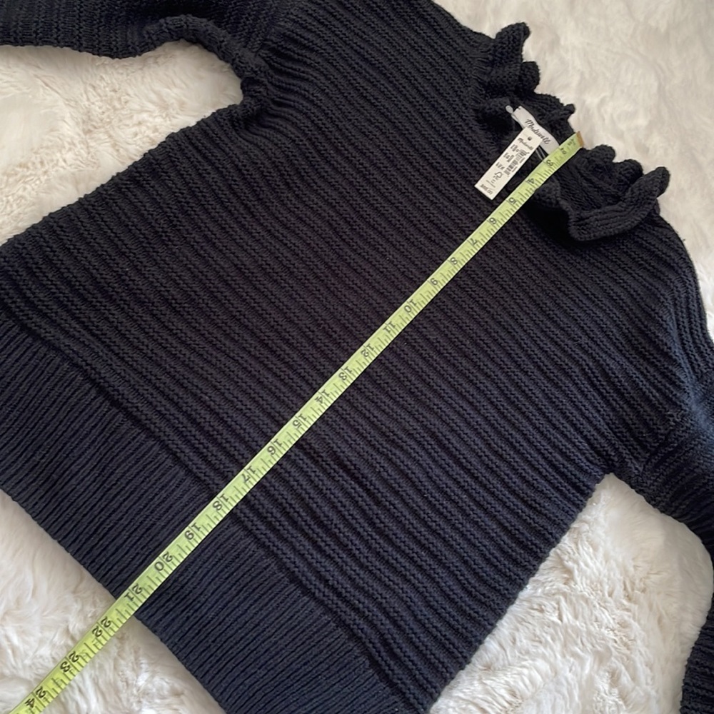 NWT MADEWELL Ruffle-Neck Pullover Sweater in Cotton-Merino Yarn - Picture 13 of 16